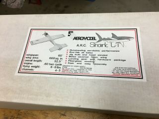 Vintage Aeromodel Shark Lt Pattern Arc Model Rc Airplane Kit