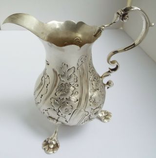 LOVELY EARLY DATED ENGLISH ANTIQUE 1758 GEORGIAN SOLID STERLING SILVER CREAM JUG 3