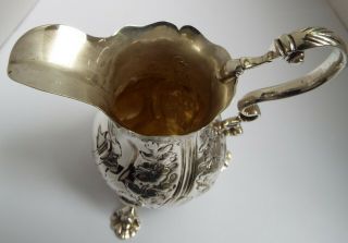 LOVELY EARLY DATED ENGLISH ANTIQUE 1758 GEORGIAN SOLID STERLING SILVER CREAM JUG 8