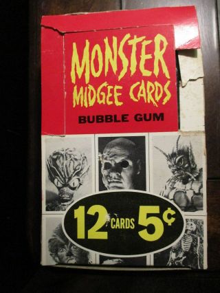 Vintage 1960s Monster Midgees Laffs Gum Card Box Topps Universal Aip Non Sports
