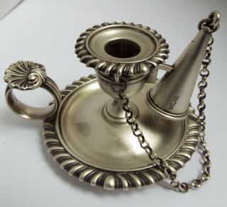 Stunning Rare English Antique Georgian 1828 Solid Sterling Silver Chamberstick