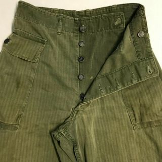 WWII M43 HBT Combat Trousers with 13 Star Buttons 29 x 31 4