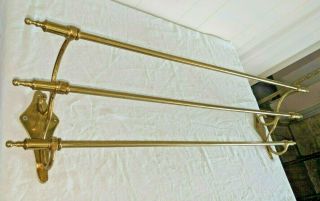 Gorgeous Vintage Solid Brass Triple 36 " Towel Bar Rack