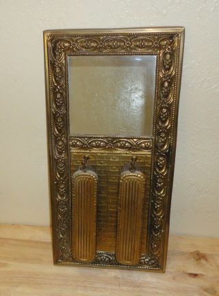 Ornate Brass Over Wood Wall Mirror Complete With 2 Shoe Brushes