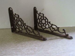 Two Small Vintage Cast Iron Shelf Brackets.  Ornate