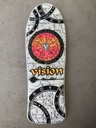 Vintage 80’s Joe Johnson Vision Skateboard Deck Hieroglyphics Old School White