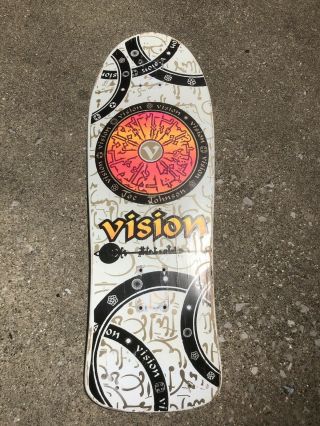 Vintage 80’s Joe Johnson Vision Skateboard Deck Hieroglyphics Old School White 4