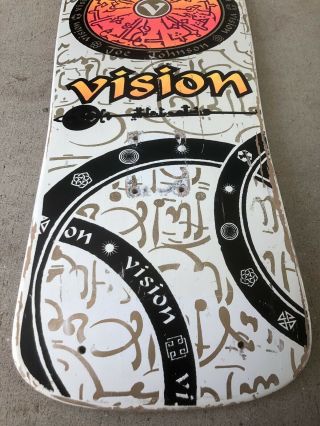 Vintage 80’s Joe Johnson Vision Skateboard Deck Hieroglyphics Old School White 7