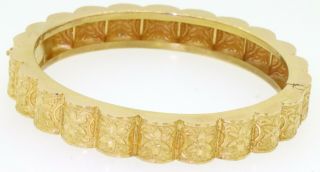 Vintage 22K gold high fashion 10.  3mm wide floral hinged bangle bracelet 2