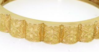Vintage 22K gold high fashion 10.  3mm wide floral hinged bangle bracelet 3