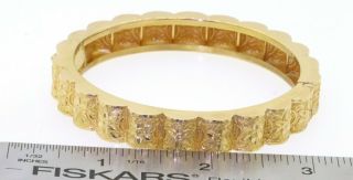 Vintage 22K gold high fashion 10.  3mm wide floral hinged bangle bracelet 4