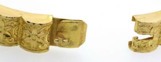 Vintage 22K gold high fashion 10.  3mm wide floral hinged bangle bracelet 7