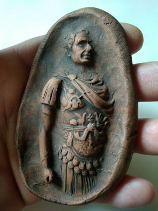Authentic Roman Terracotta Seal Plaque Of Roman Warlord
