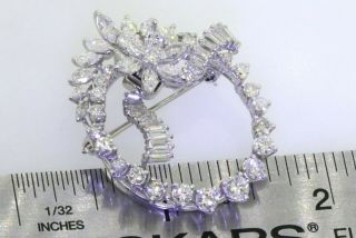 Vintage 1950s heavy Platinum 6.  0CTW VS diamond en tremblant flower circle brooch 3