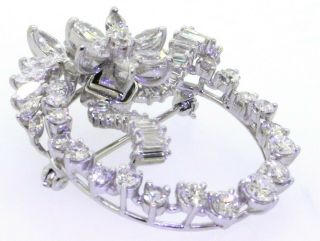 Vintage 1950s heavy Platinum 6.  0CTW VS diamond en tremblant flower circle brooch 4