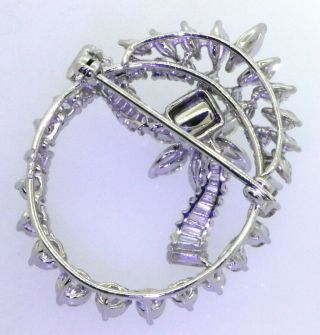 Vintage 1950s heavy Platinum 6.  0CTW VS diamond en tremblant flower circle brooch 5