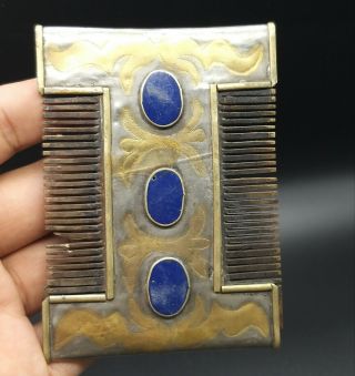 Vintage Old Gold Gilding Mixe Silver Turkman Jewellery Wonderfull Comb 4