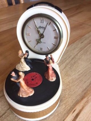 Rare Vintage Clock,  3 Dancing Couples With Reuge Music Box,  Mid Century,  Germany