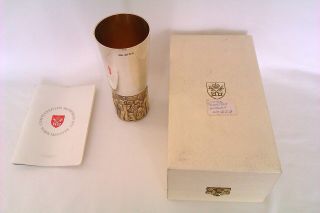 Rare Solid Silver & Gold Gilt Limited Edition Boxed Goblet Hector Miller 1972 2