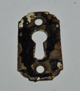 Vintage Black Painted 1920s Antique Metal Door Key Hole Cover Hardware Rare
