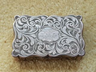 Small Antique Victorian Silver Snuff Box 1843 Birmingham Nathaniel Mills