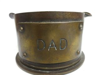 Vintage Ww11 Trench Art Ashtray Brass Dad Plate C1942 50cal Ww2 Us Navy Military