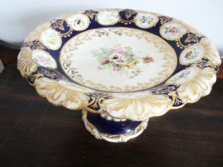 Fine Large Antique Hand Painted English Porcelain Compote