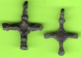 Russia Kiev Type Bronze Cross Pendant Viking Time 10 - 12th Ca 1100 Rare 2 Pc.  175