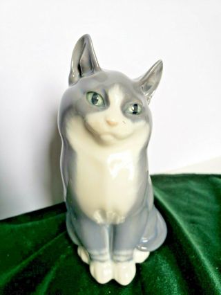 Royal Copenhagen Denmark 1803 Porcelain Grey Cat Figure