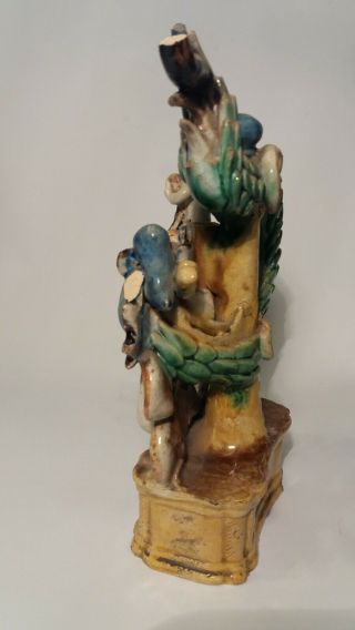 Antique Chinese Famille Verte Porcelain Dragon & Boy Statue /Group KANGXI PERIOD 4