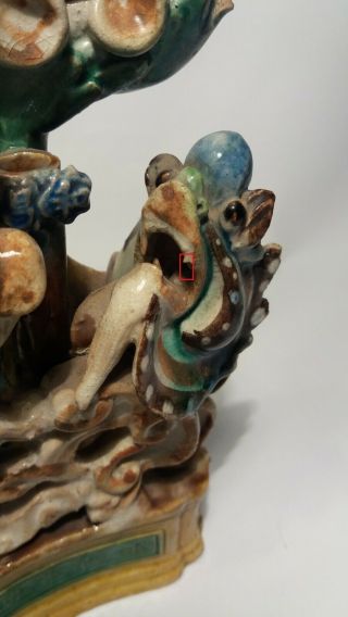 Antique Chinese Famille Verte Porcelain Dragon & Boy Statue /Group KANGXI PERIOD 6