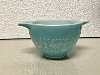 Vintage VERY RARE PYREX AMISH BUTTERPRINT 8 OZ Cinderella Bowl 440 Turquoise 2