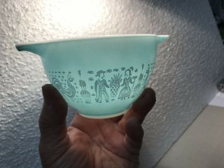 Vintage VERY RARE PYREX AMISH BUTTERPRINT 8 OZ Cinderella Bowl 440 Turquoise 8