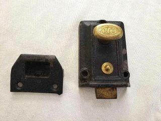 Antique Ilco Door Latch Lock,  Cast Iron,  Black,  Edwardian Hardware,  2 Pc.  Paypal