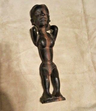 Vintage Carved Wood Nude Fertility Goddess Statue Figurine