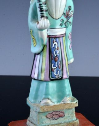 2RARE 18THC CHINESE QIANLONG FAMILLE ROSE ENAMEL IMMORTAL SCHOLAR FIGURES STANDS 8