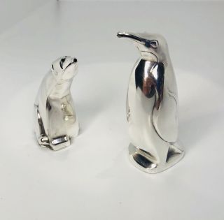 David Andersen Sterling Silver Figural Polar Bear & Penguin Salt/pepper Shakers