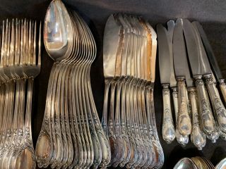 sterling silver silber 925 106 piece flatware set for 12 3444 gms weighable SUPR 4