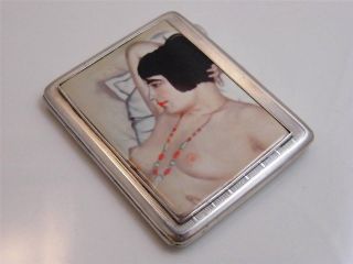 1927 Hm Silver & Enamel Art Deco Cigarette Case