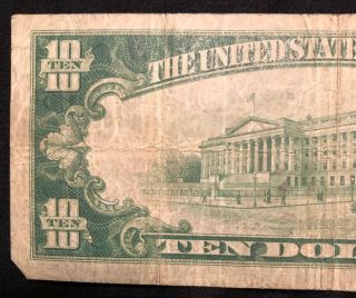 1929 10 Dollar Bill The First National Bank Ada Ohio $10 D001238A Vintage Rare 5