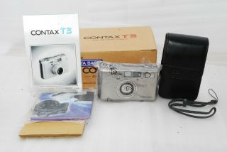 " Rare Top " Contax T3d Titanium Silver 35mm Slr Camera " Double Teeth " 2715