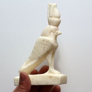 Very Rare Egyptian 100 Bc 400 Ad White Crystal Stone Horus Bust Ornament Statue