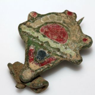 Circa 200 - 300 Ad Roman Enamel Bronze Fibula Brooch