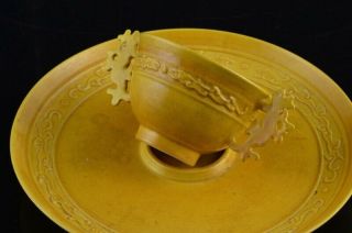 VRY RARE CHINESE IMPERIAL GUANGXU MARK & PERIOD YELLOW GLAZE WINE CUP DISH STAND 5