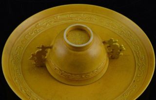 VRY RARE CHINESE IMPERIAL GUANGXU MARK & PERIOD YELLOW GLAZE WINE CUP DISH STAND 6