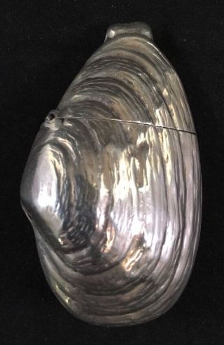 Rare Sterling Silver Clam Shell Match Safe / Vesta American