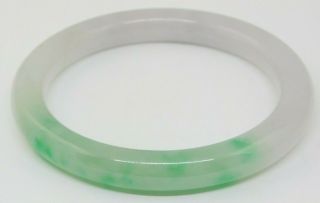 Large Estate Translucent Green/white Jade Bangle Bracelet 11mm Wide 75.  4g 2.  75 "