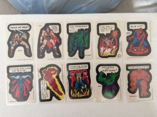 Vintage 1975 Topps Marvel Comic Book Heroes - Display Box,  Stickers,  Checklist 9