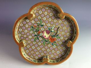 Very Rare And Pretty Chinese Porcelain Dish,  Famille Rose Glaze,  Decorated