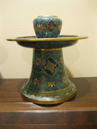 Vintage Chinese Cloisonne Candle Holders ? w Brass Seal 4
